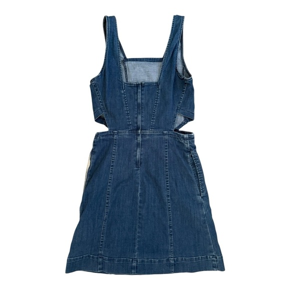 Madewell Cutout Denim Midi Dress Size 2 Jeans Fitted Stretch Sleeveless Open Zip - Picture 3 of 8